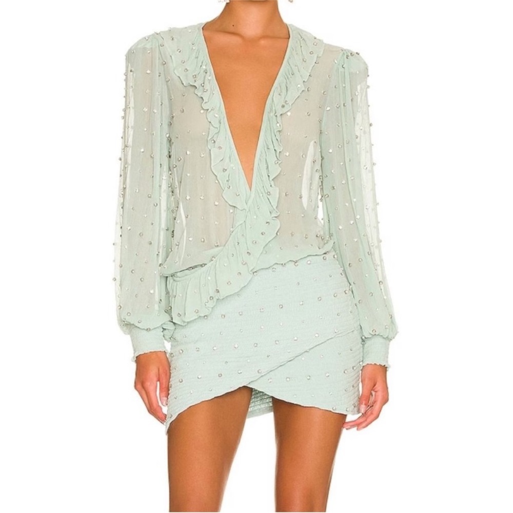 Retrofete Lennon Embellished Crystal Silk Chiffon Dress XS